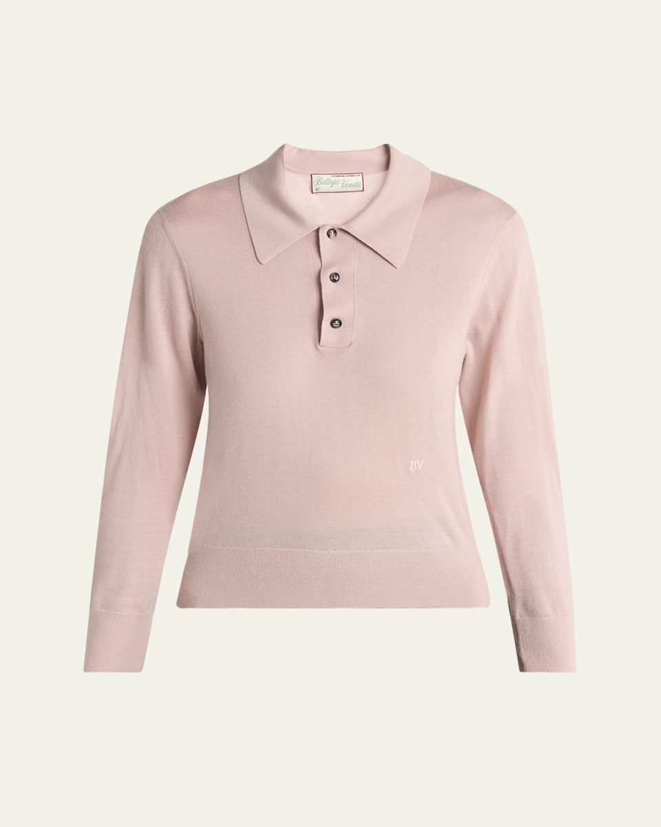 Long-Sleeve Fine Cashmere Polo Sweater